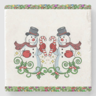 Snowman Marble Stone Untersetzer Weihnachten