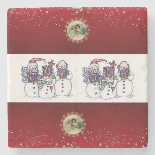 Snowman Marble Stone Untersetzer Weihnachten (Vorderseite)
