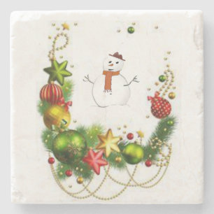Snowman Marble Stone Untersetzer Weihnachten