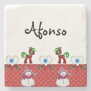 Snowman Marble Stone Untersetzer Weihnachten