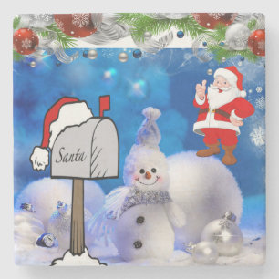 Snowman Marble Stone Untersetzer Weihnachten
