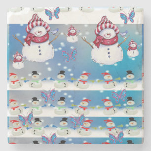 Snowman Marble Stone Untersetzer Weihnachten