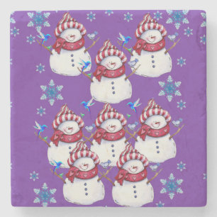 Snowman Marble Stone Untersetzer Weihnachten