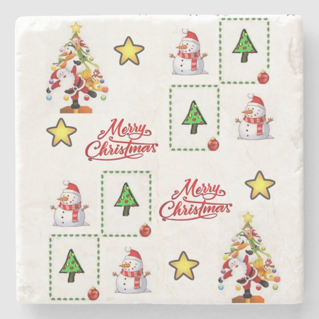 Snowman Marble Stone Untersetzer Weihnachten (Vorderseite)