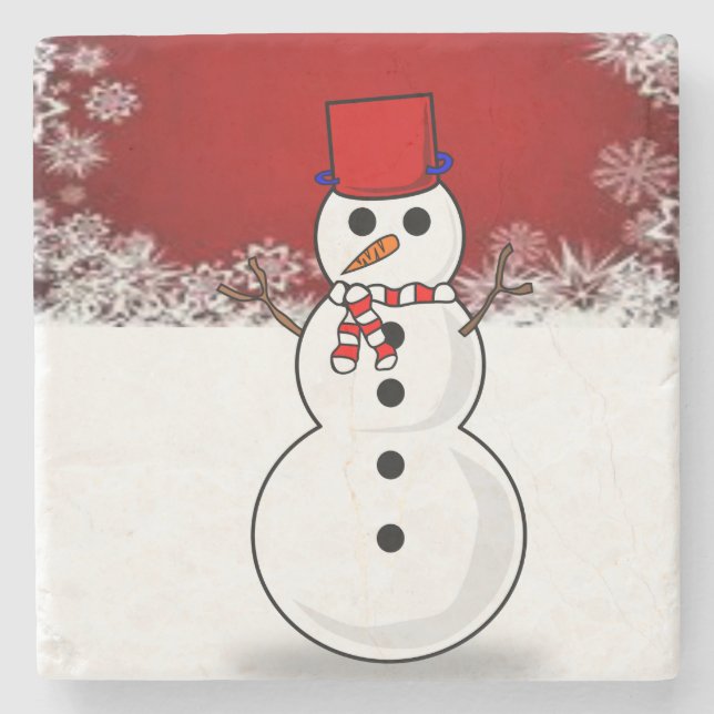 Snowman Marble Stone Untersetzer Weihnachten (Vorderseite)