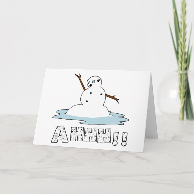 Snowman Melting Feiertagskarte (Vorderseite)
