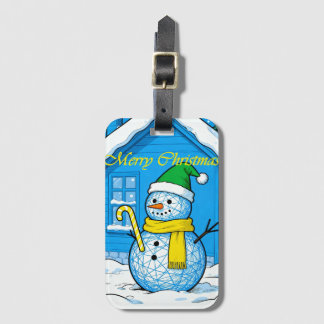 Snowman Merry Christmas Luggage Tag, Festive Gepäckanhänger