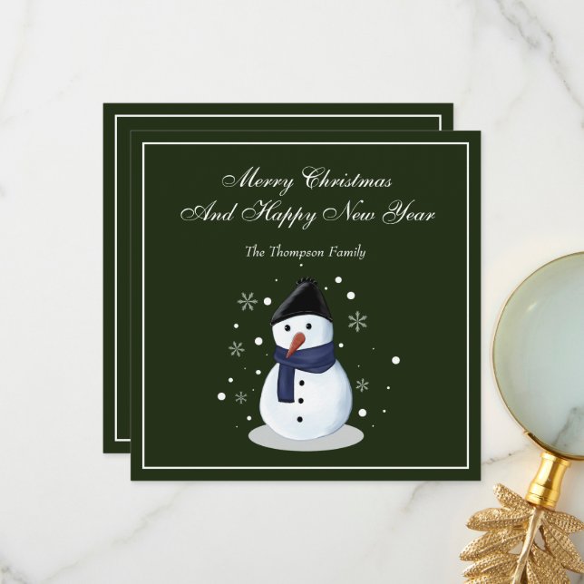 Snowman Merry Christmasse Card Dankeskarte (Vorderseite/Rückseite Beispiel)