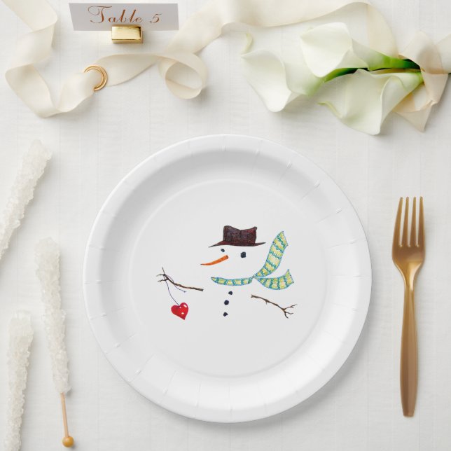 Snowman Minimalistisch Winter Party Pappteller (Hochzeit)
