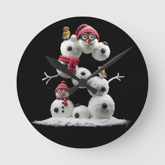 Snowman-Minion in der Form S Runde Wanduhr (Vorderseite)