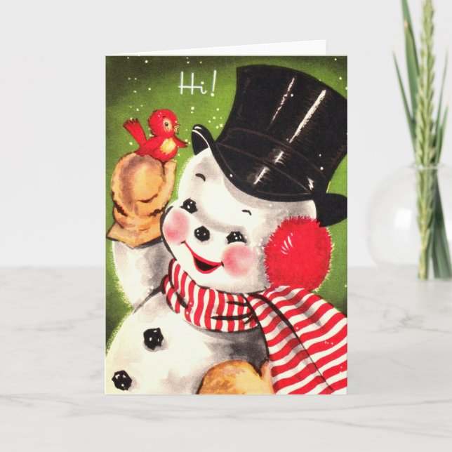 Snowman mit Bird Feiertagskarte (Vorderseite)