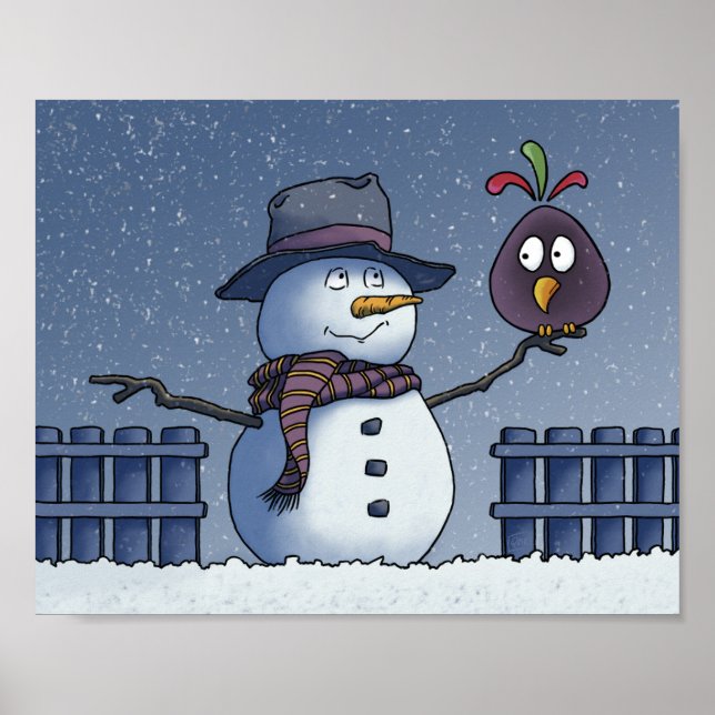 Snowman mit Bird Poster (Vorne)