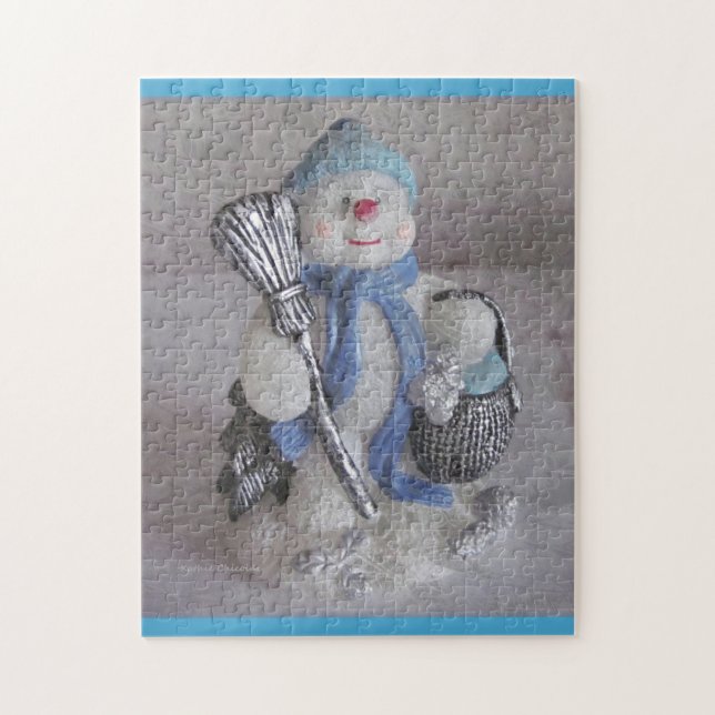 Snowman mit Broom (Vertikal)