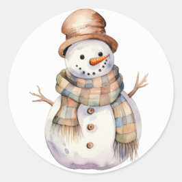 Snowman mit Brown Hat Weihnachtskleber Runder Aufkleber