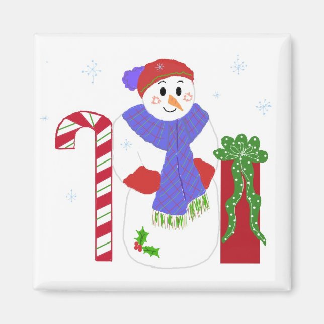 Snowman mit Candy Cane Magnet (Vorne)