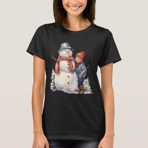 Snowman mit Carrot Nose Scarf Winterweihnachtsfest T-Shirt