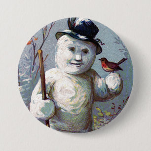 Snowman mit dem Vintagen Button "Bird" und "Top Ha
