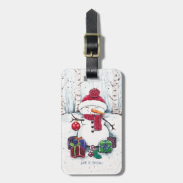 Snowman mit Geschenken in Aquarellfarbe Gepäckanhänger