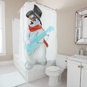Snowman mit Gitarre Funny Shotain Vorhang