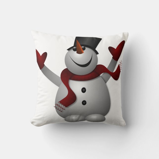 Snowman mit Red Scarf Kissen (Vorderseite)