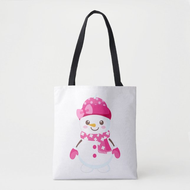 Snowman mit rosa Hut und Scarf Tasche (Vorderseite)