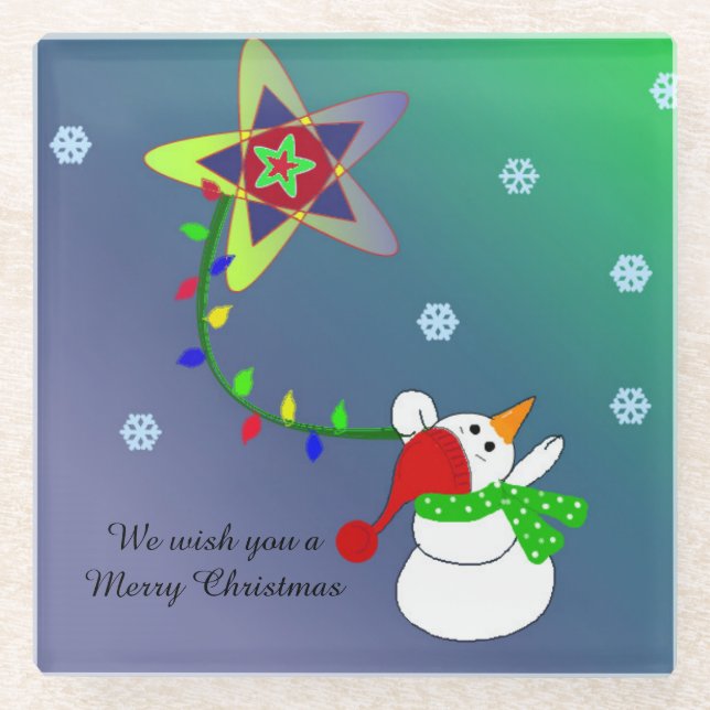 Snowman mit Star Glasuntersetzer (Vorderseite)