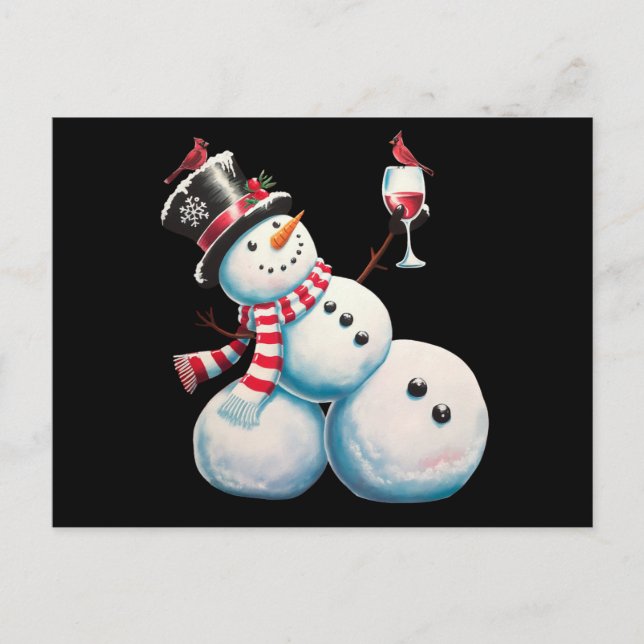 Snowman mit Wein Weihnachten Funny Weihnachten Ges (Vorderseite)