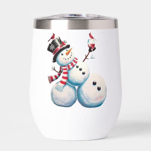 Snowman mit Wein Weihnachten Funny Weihnachten Ges (Vorderseite)