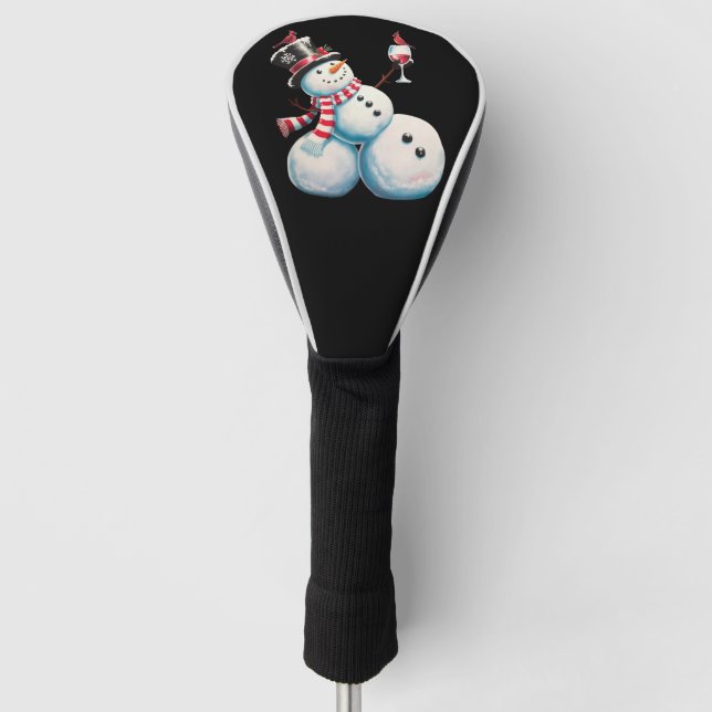 Snowman mit Wein Weihnachten Funny Weihnachten Ges Golf Headcover (Vorderseite)