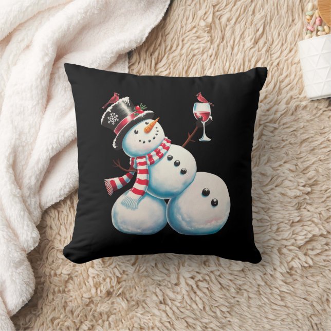 Snowman mit Wein Weihnachten Funny Weihnachten Ges Kissen (Decke)