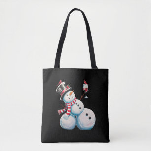 Snowman mit Wein Weihnachten Funny Weihnachten Ges Tasche
