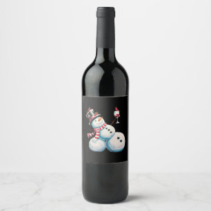 Snowman mit Wein Weihnachten Funny Weihnachten Ges Weinetikett