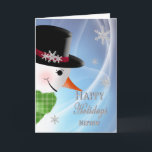Snowman Nah-up - Weihnachten - NEPHEW<br><div class="desc">Niedliche und lustige Weihnachtsgrüßkarte mit nahem Schneemann,  der den Gruß mit einem großen Lächeln ins Gesicht bringt.  Siehe dasselbe Bild für andere Empfänger:  Enkel,  Sohn usw.</div>