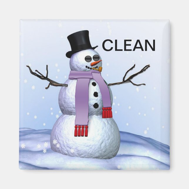 Snowman Nettoyer sale Vaisselle de Noël Magnet (Devant)