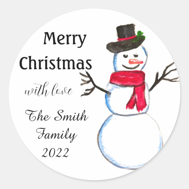 Snowman Niedlich Face Kinder Kinder Winter Schneem Runder Aufkleber (Vorderseite)