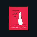 Snowman Niedlich Frohe Weihnachten Personalisierte Leinwanddruck<br><div class="desc">Frohe kleine Weihnachtswünsche vom schneebedeckten Schneemann. Personalisieren Sie diese Leinwand für Ihre eigene Familie oder Ihr Unternehmen.</div>
