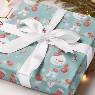Snowman Niedlich Gender Neutral Kids Name Personal Geschenkpapier