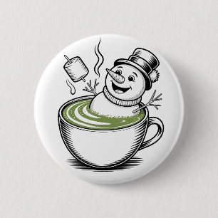 Snowman nimmt Bathub auf Macha Weihnachten Button