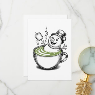 Snowman nimmt Bathub auf Macha Weihnachten Dankeskarte