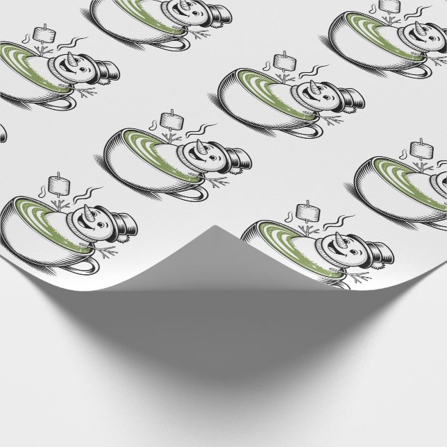 Snowman nimmt Bathub auf Macha Weihnachten Geschenkpapier (Ecke)