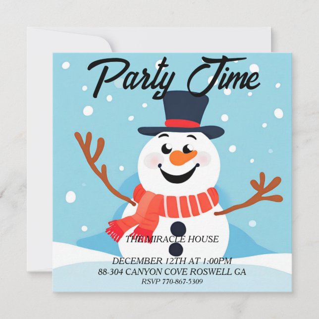 Snowman Noël Fête Invitation (Devant)