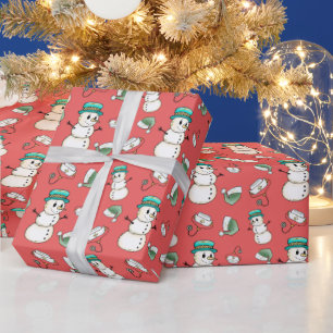 Snowman Nurse Wrapping Paper Geschenkpapier