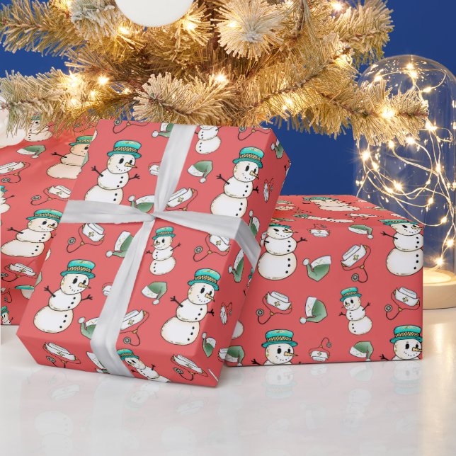 Snowman Nurse Wrapping Paper Geschenkpapier (Feiertage)