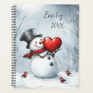 Snowman offre l'amour avec un grand coeur