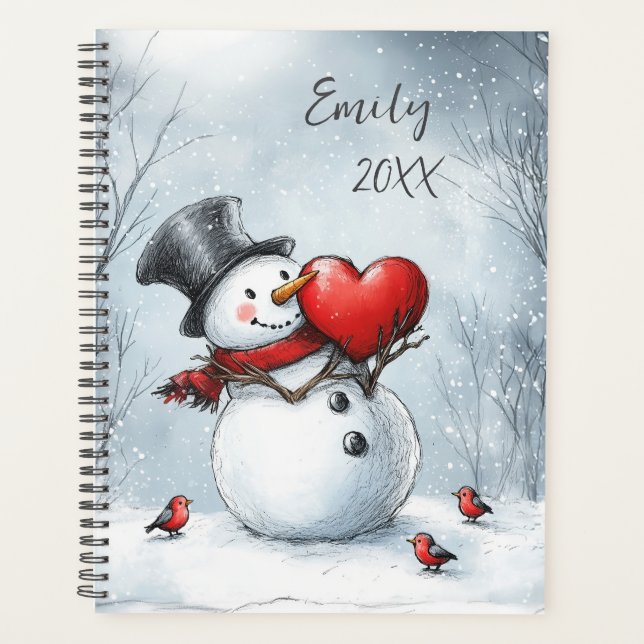 Snowman offre l'amour avec un grand coeur (Devant)