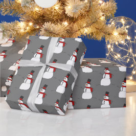 Snowman on Gray Geschenkpapier