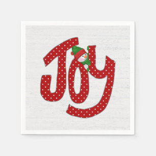 Snowman on Polka Dot Joy Serviette