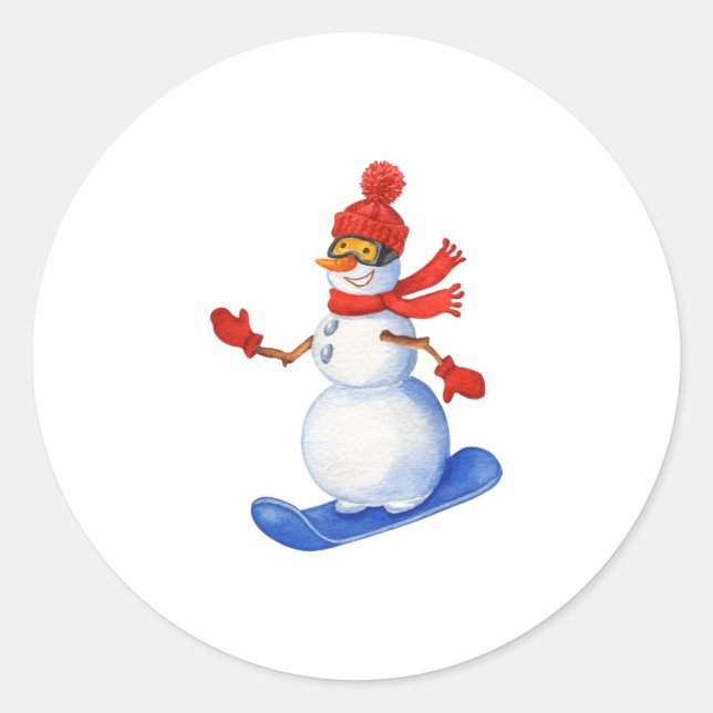 Snowman on runder aufkleber (Vorderseite)