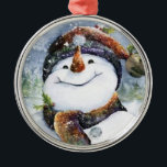 Snowman Ornament Aus Metall<br><div class="desc">Der niedliche Schneemann schmückt dieses Ornament</div>