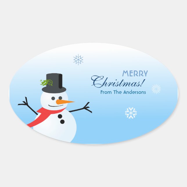 Snowman Ovaler Aufkleber (Vorderseite)